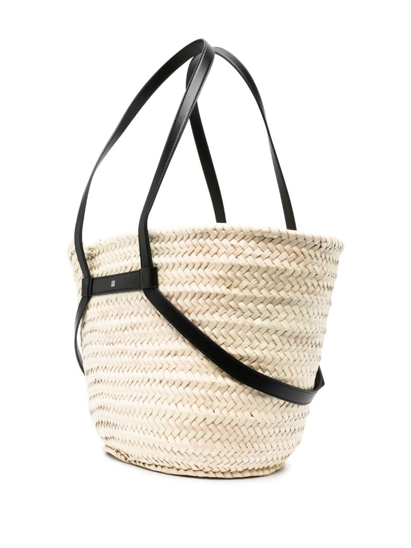 Neutral Voyou Medium Raffia Tote Bag