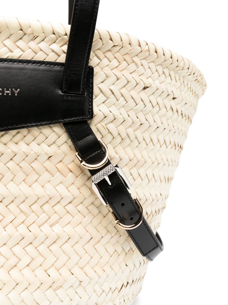 Neutral Voyou Medium Raffia Tote Bag