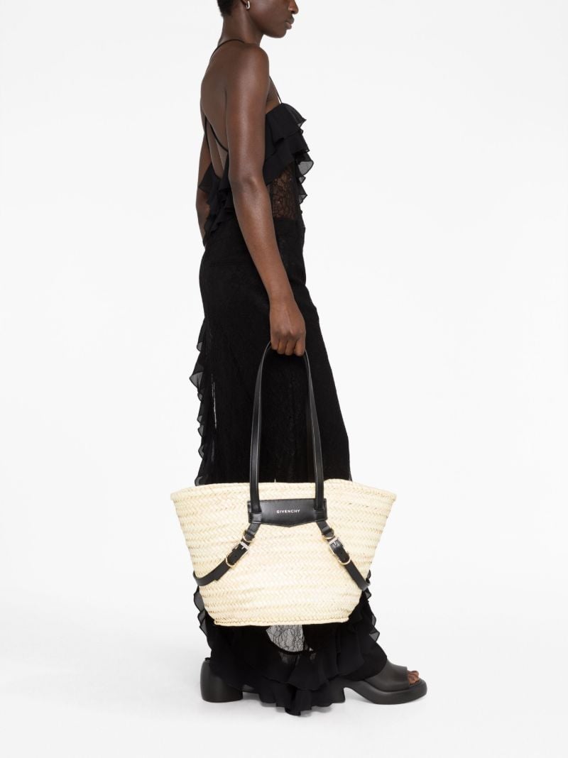 Neutral Voyou Medium Raffia Tote Bag