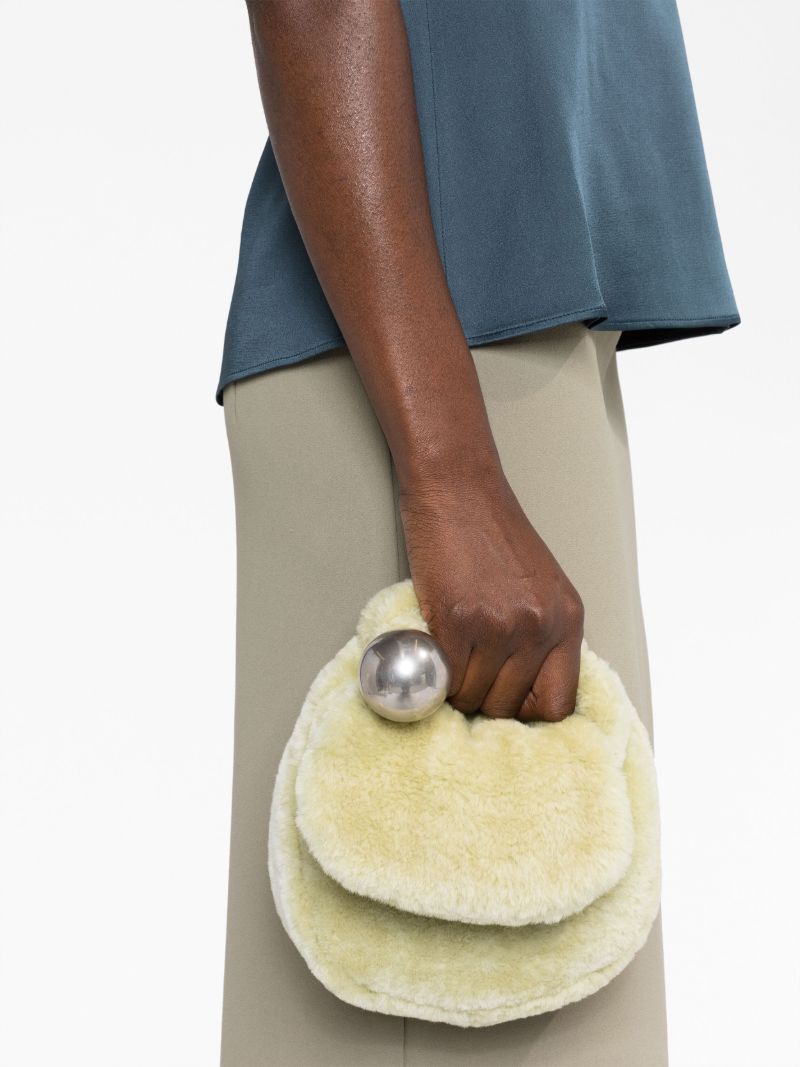 Yellow Sphere Small Shearling Clutch Bag