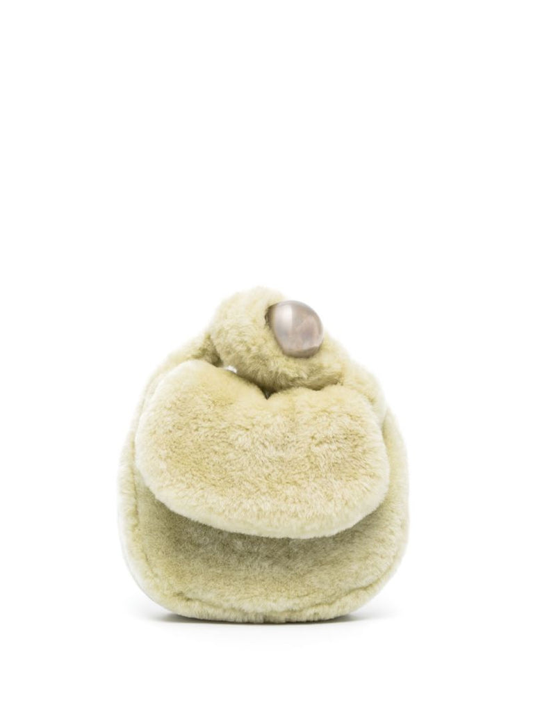Yellow Sphere Small Shearling Clutch Bag