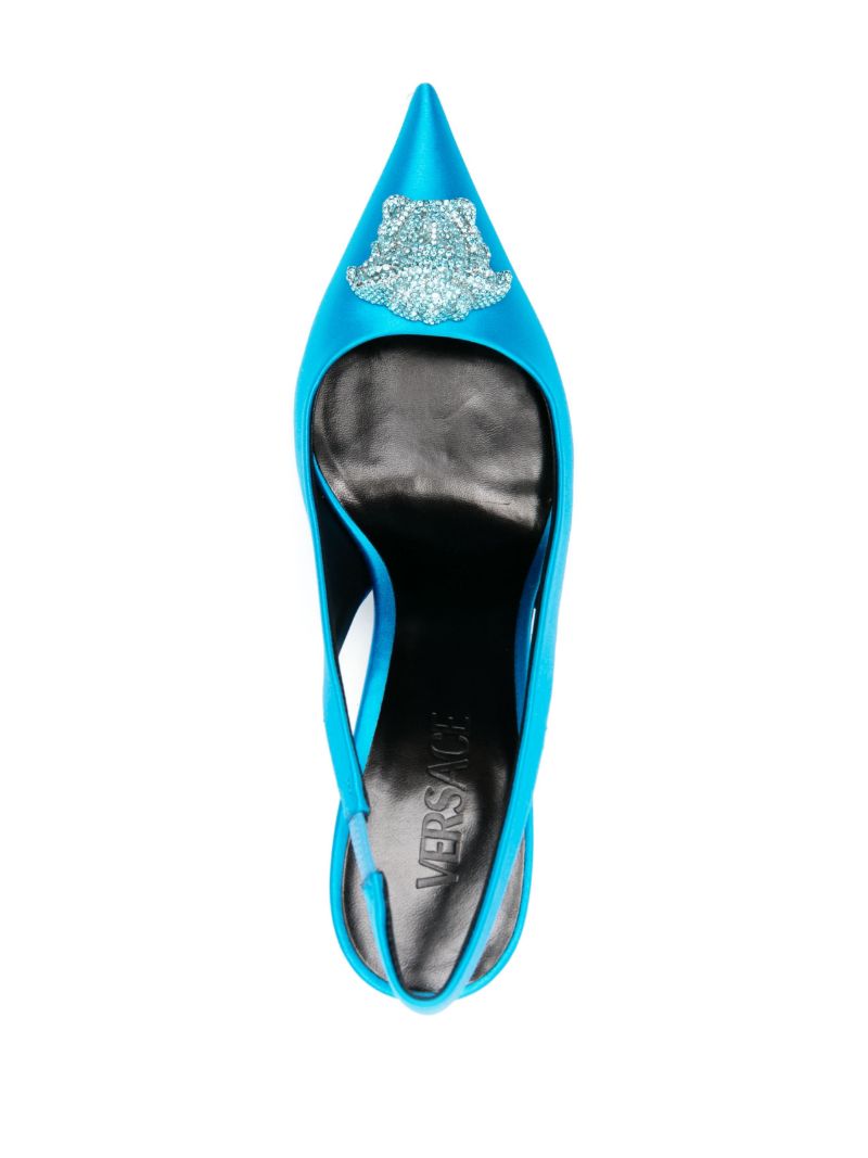 Blue Crystal La Medusa 70 Satin Slingback Pumps