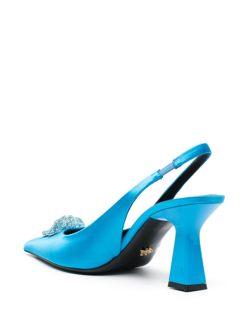 Blue Crystal La Medusa 70 Satin Slingback Pumps