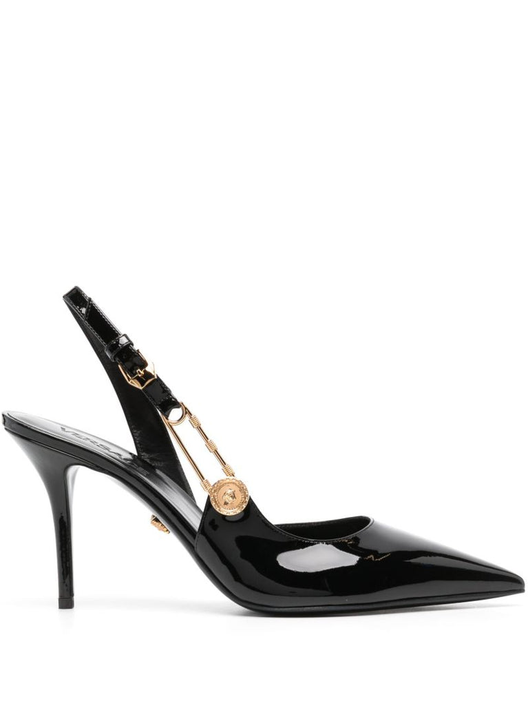 Black Safety Pin 85 Leather Pumps