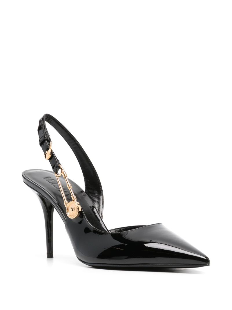 Black Safety Pin 85 Leather Pumps