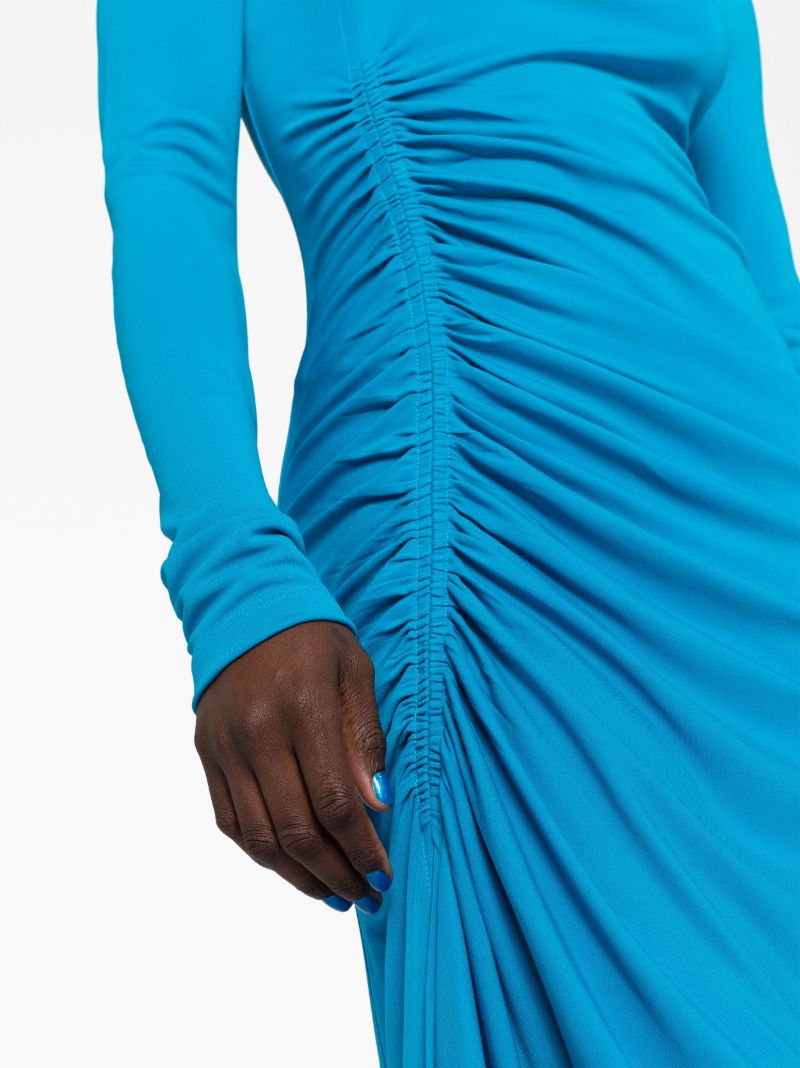 Blue Ruched Midi Dress