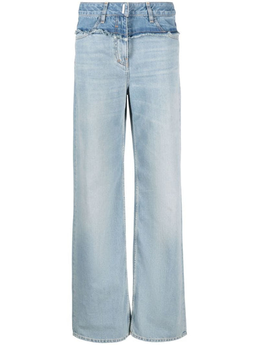 Blue Mix Denim Straight Jeans