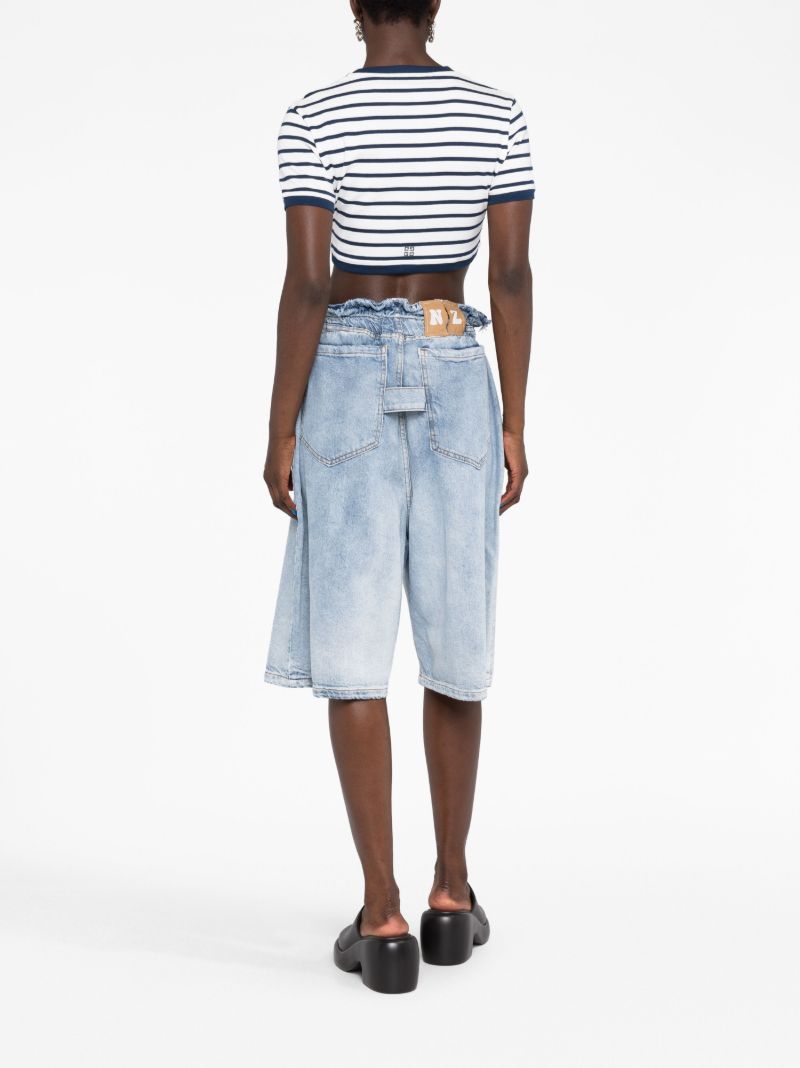 White Striped Cropped T-shirt