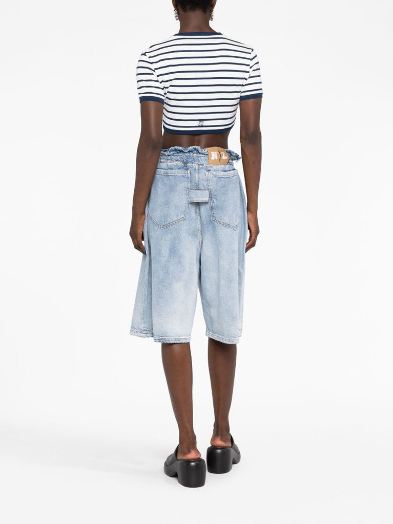 White Striped Cropped T-shirt