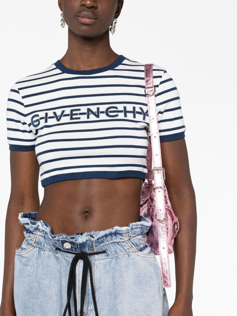 White Striped Cropped T-shirt