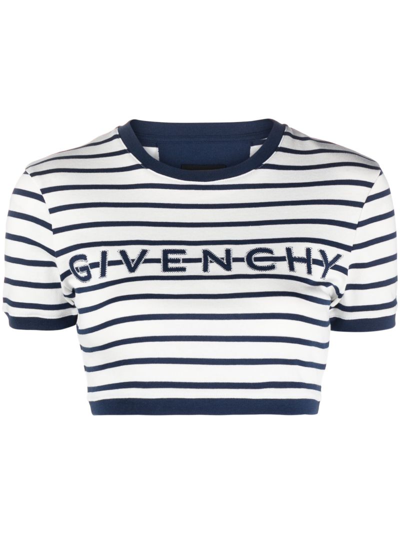 White Striped Cropped T-shirt