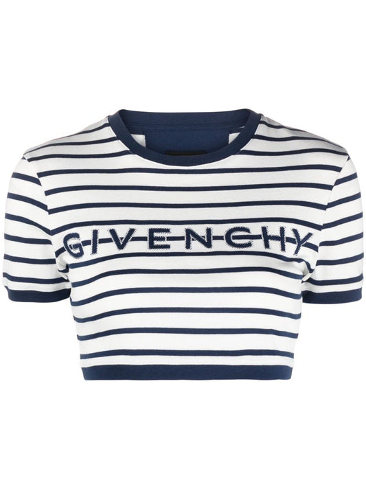 White Striped Cropped T-shirt