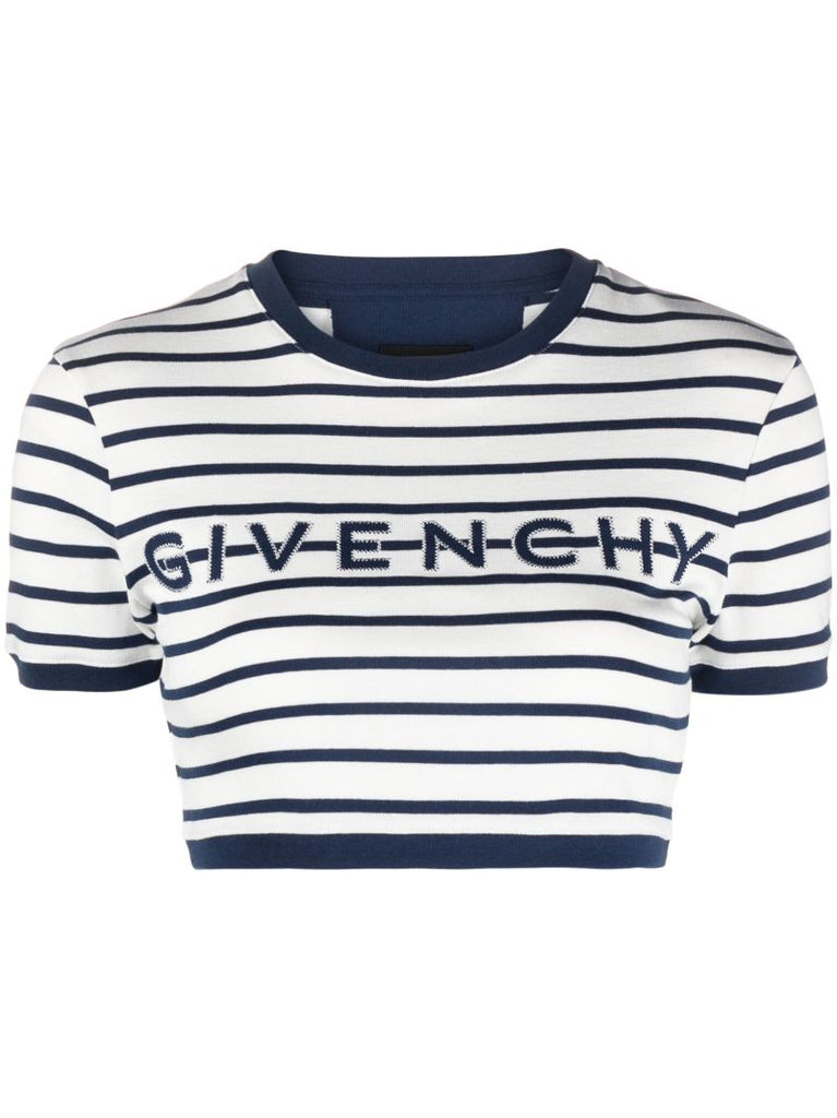 White Striped Cropped T-shirt