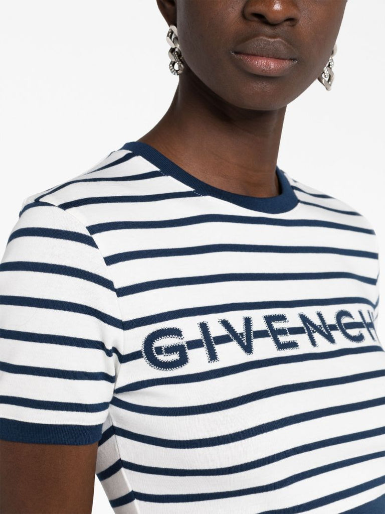 White Striped Cropped T-shirt