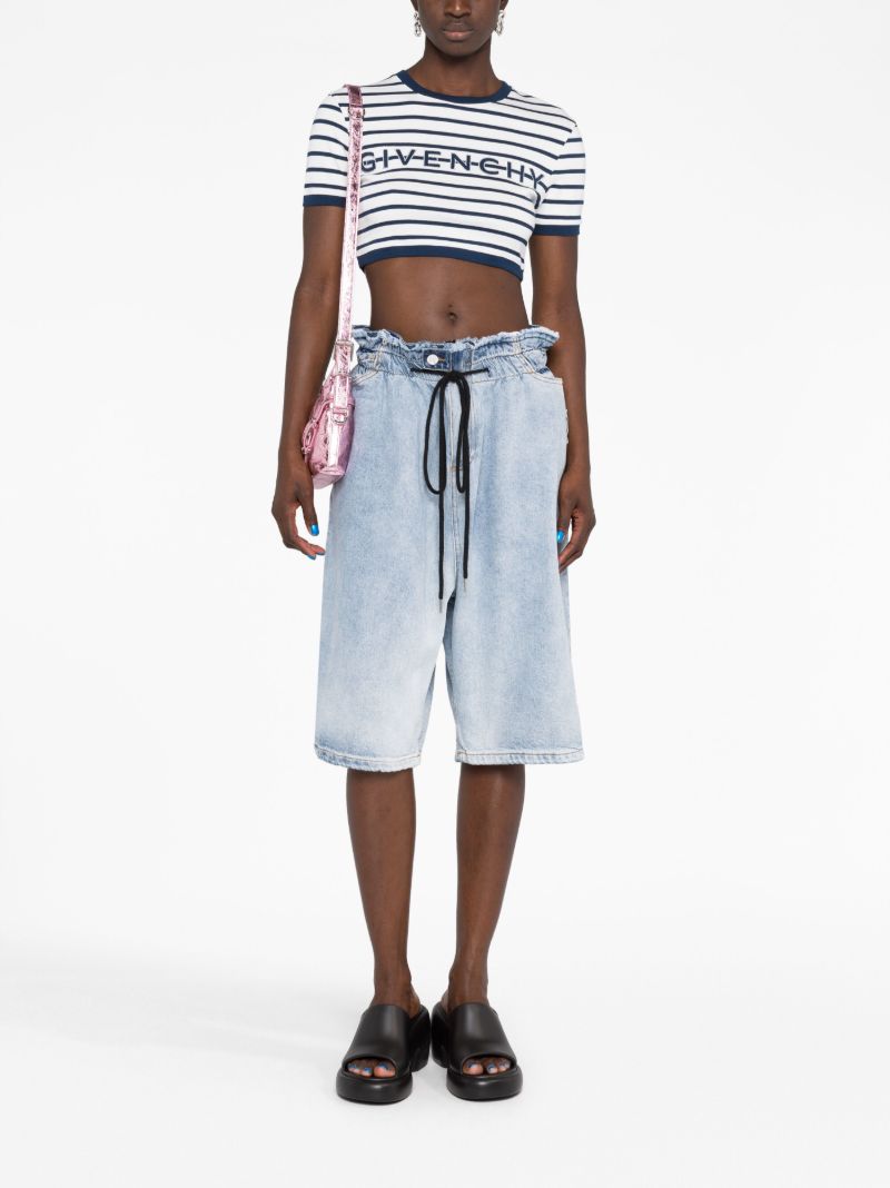 White Striped Cropped T-shirt