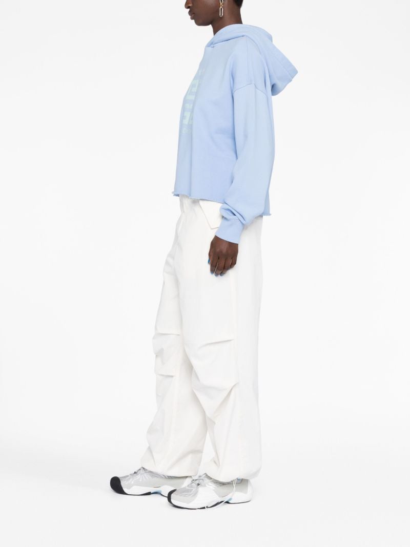 Blue 4g Print Cropped Hoodie