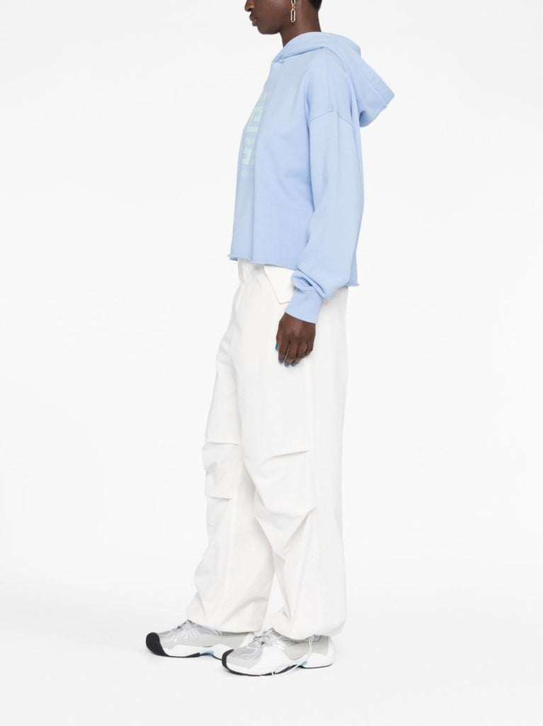 Blue 4g Print Cropped Hoodie