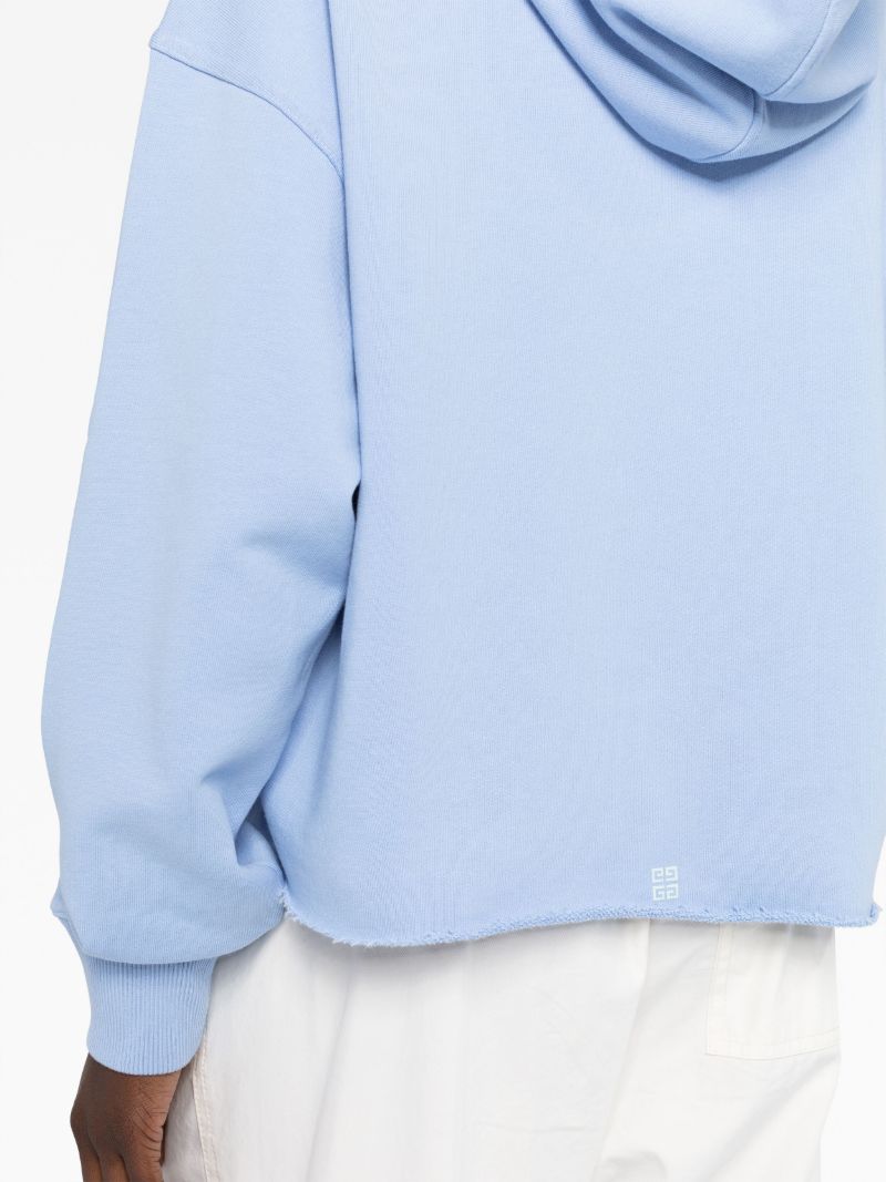 Blue 4g Print Cropped Hoodie