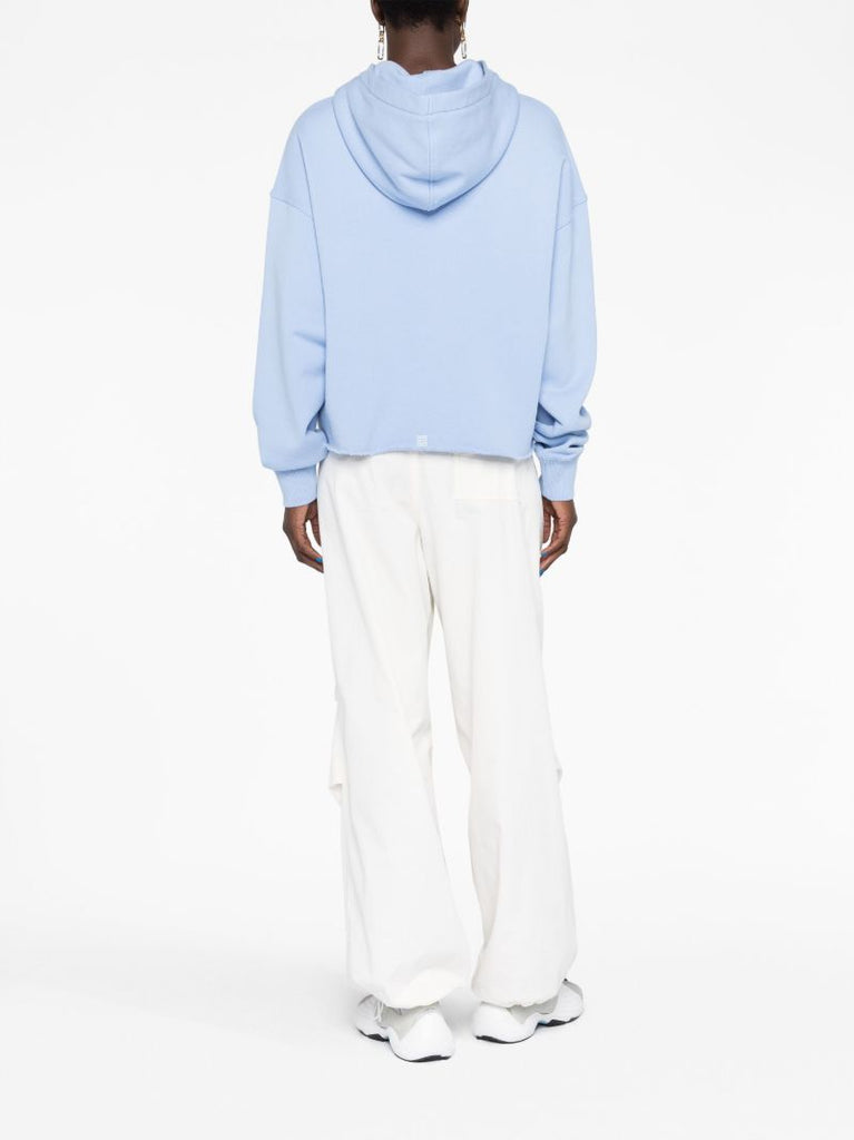 Blue 4g Print Cropped Hoodie