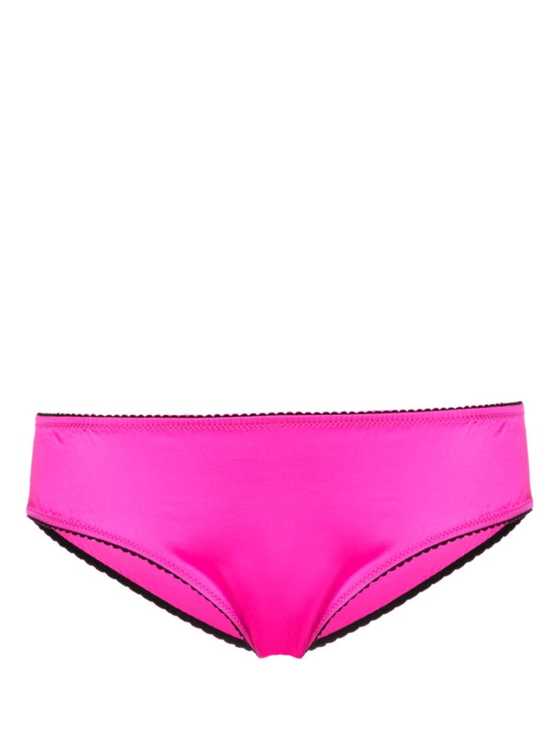 Pink Contrast Trim Silk Briefs