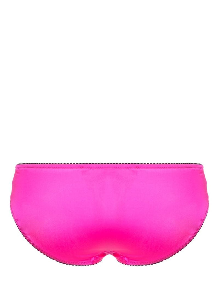 Pink Contrast Trim Silk Briefs