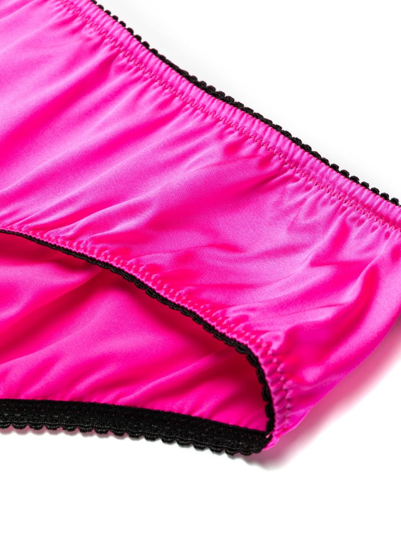 Pink Contrast Trim Silk Briefs