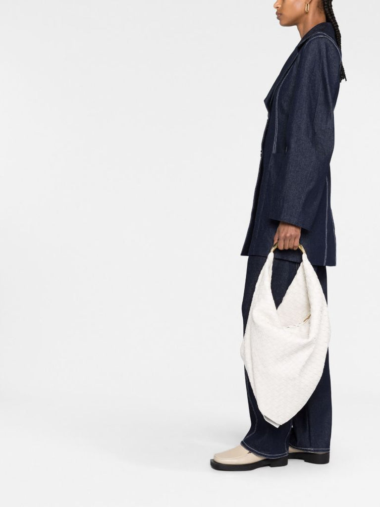 White Foulard Woven Leather Shoulder Bag