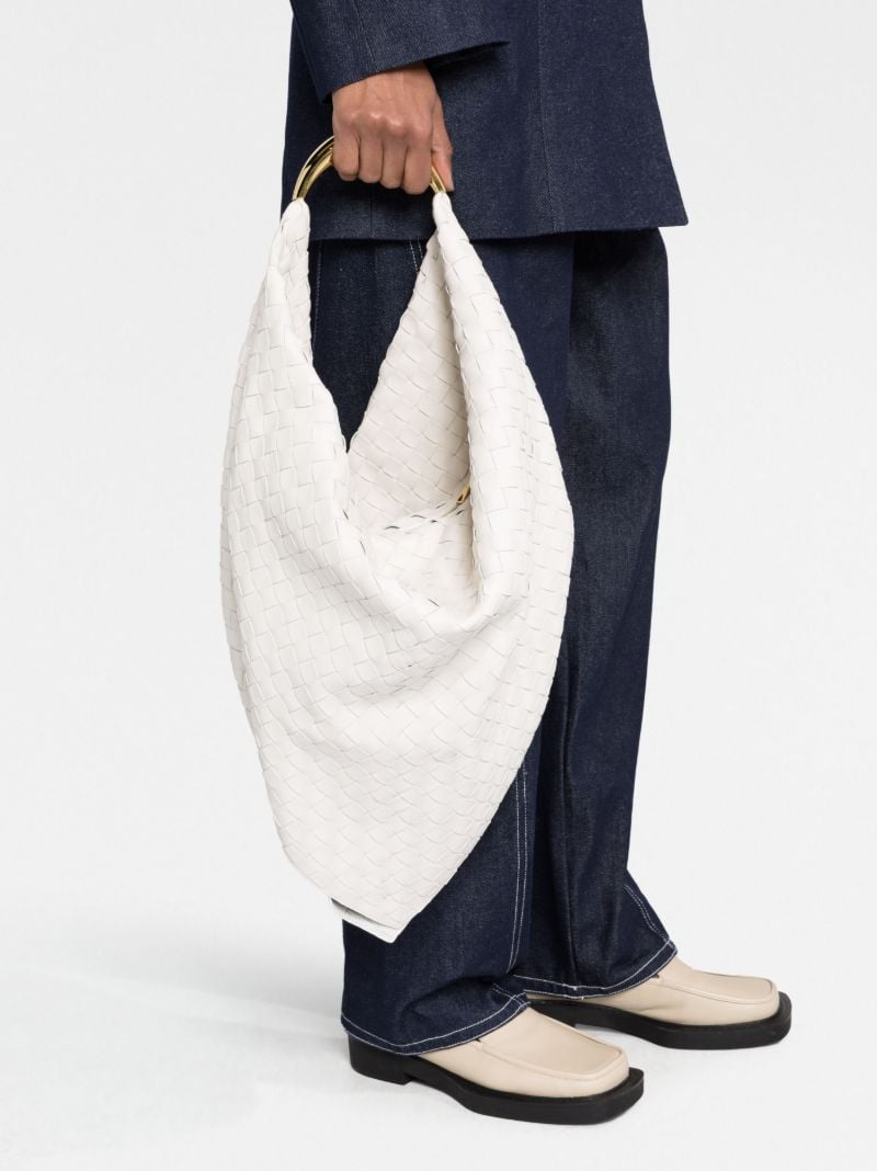 White Foulard Woven Leather Shoulder Bag