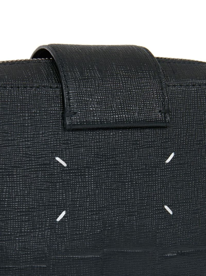 Black Crocodile Effect Leather Shoulder Bag