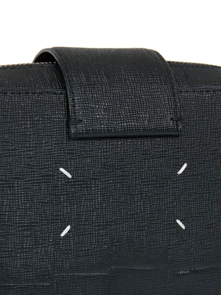 Black Crocodile Effect Leather Shoulder Bag