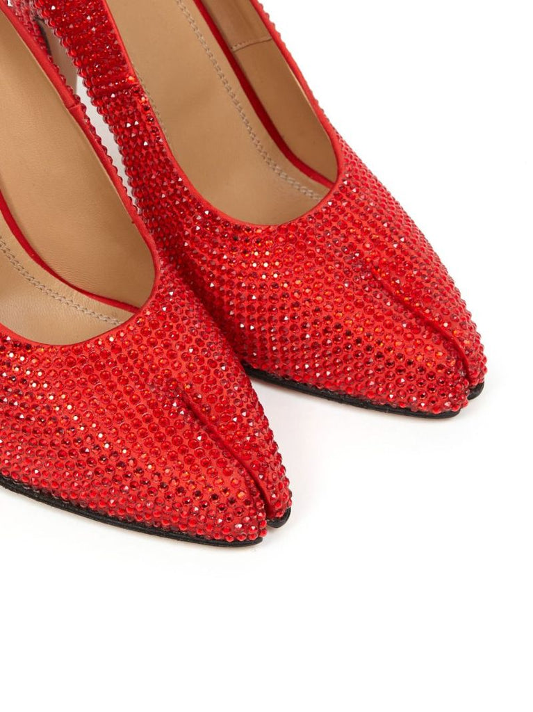 Red Tabi 110 Rhinestone-embellished Pumps