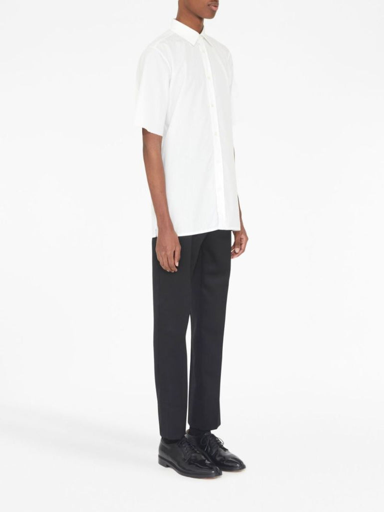 White Short-sleeve Button-up Shirt