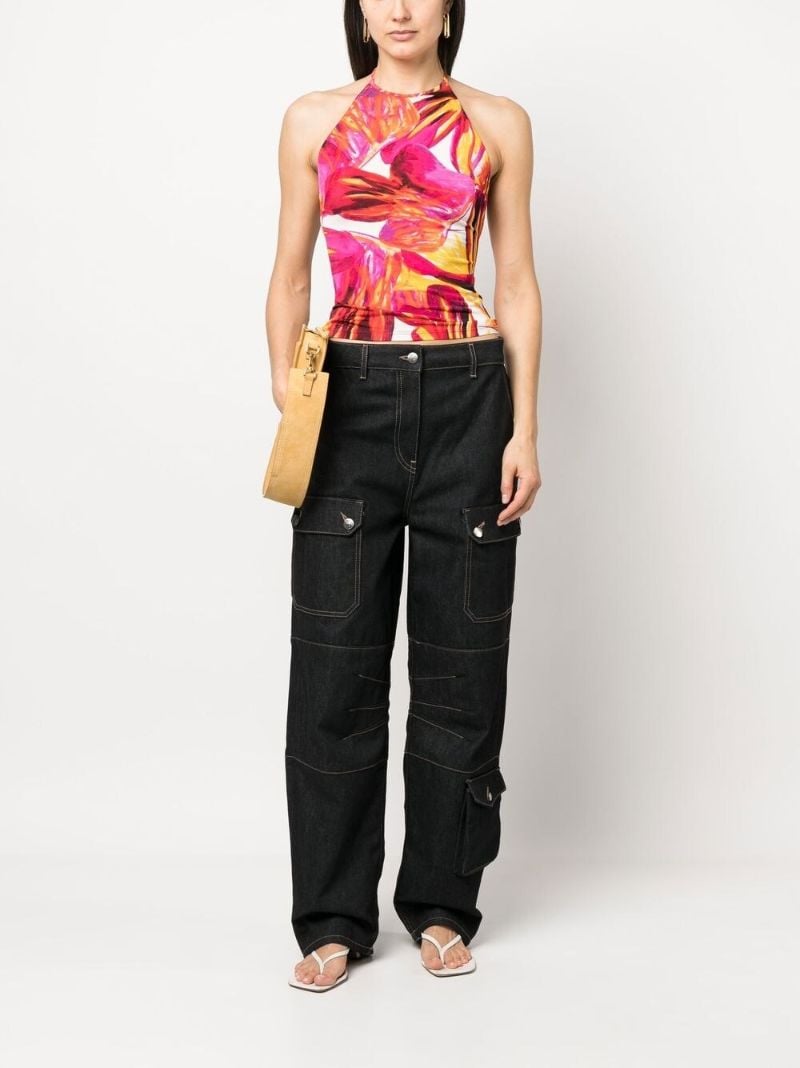 Pink Floral Print Halterneck Top