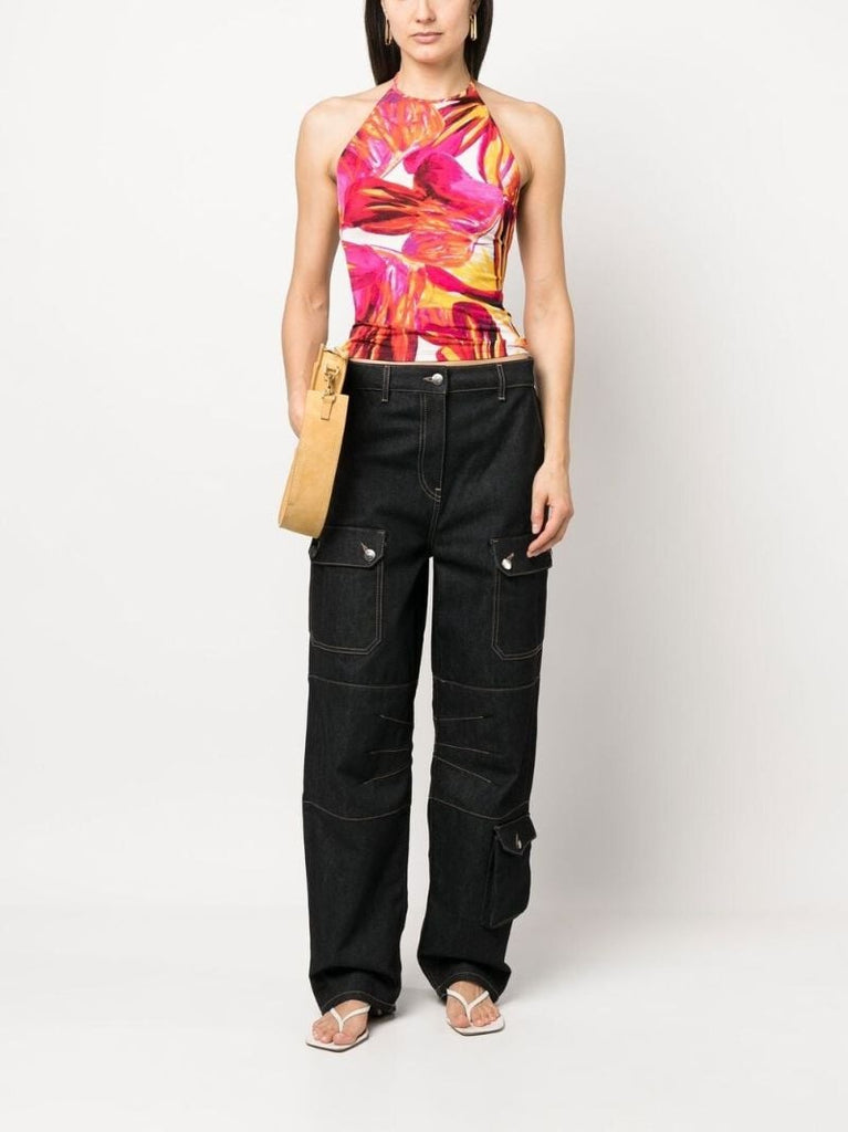 Pink Floral Print Halterneck Top