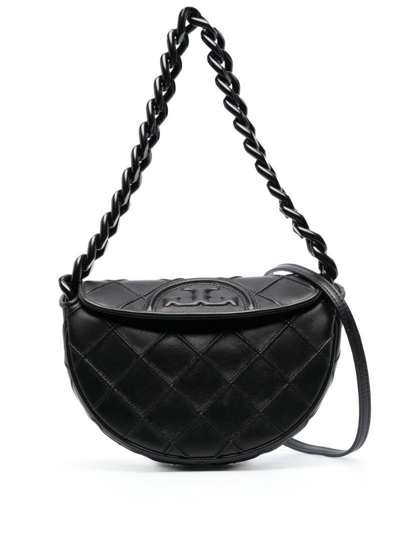 Black Mini Fleming Soft Crescent Shoulder Bag