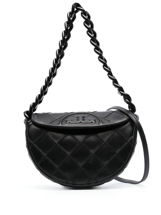 Black Mini Fleming Soft Crescent Shoulder Bag