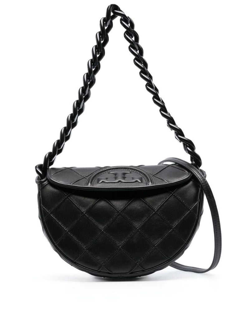 Black Mini Fleming Soft Crescent Shoulder Bag