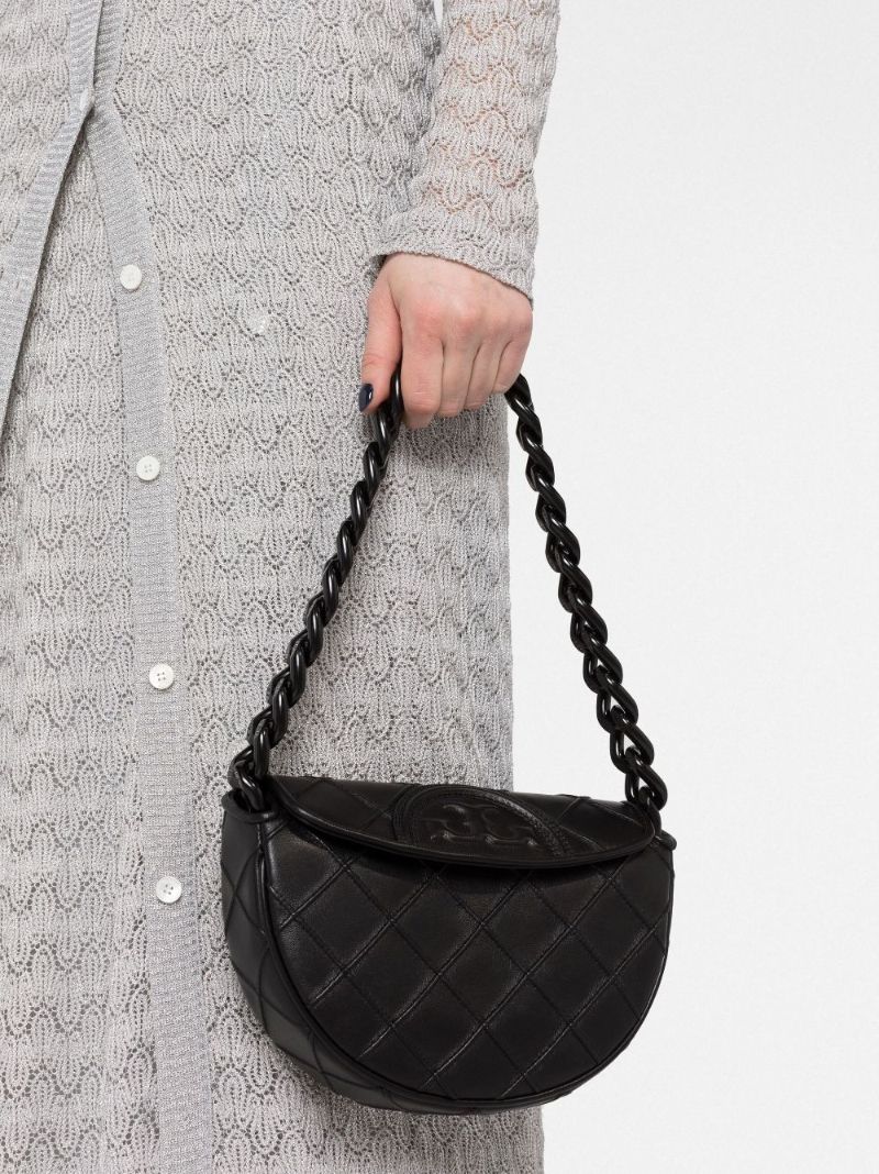 Black Mini Fleming Soft Crescent Shoulder Bag