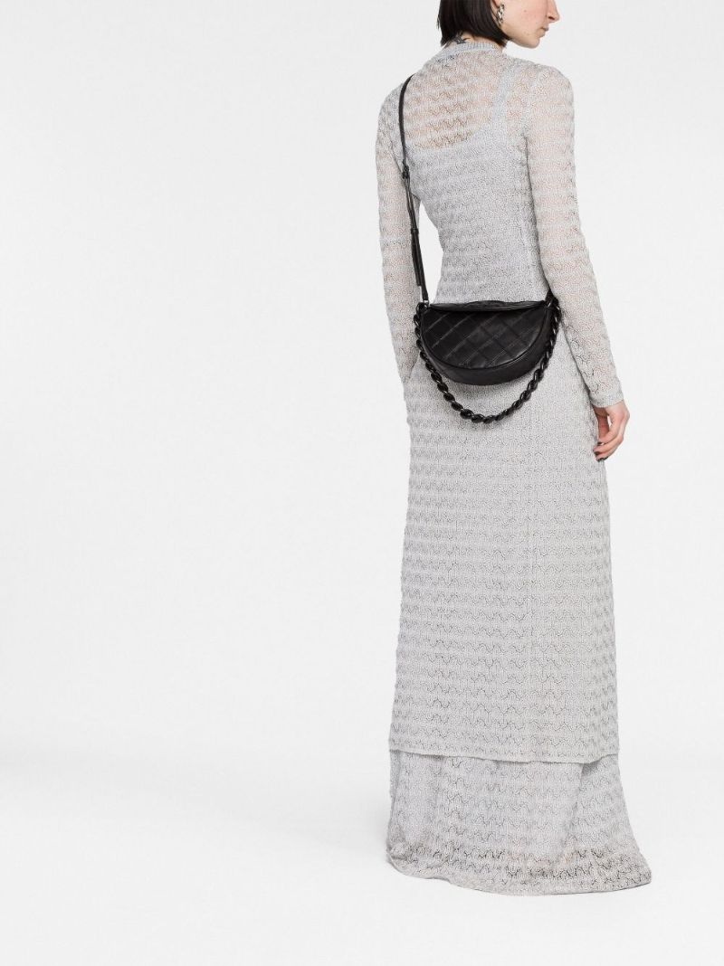 Black Mini Fleming Soft Crescent Shoulder Bag