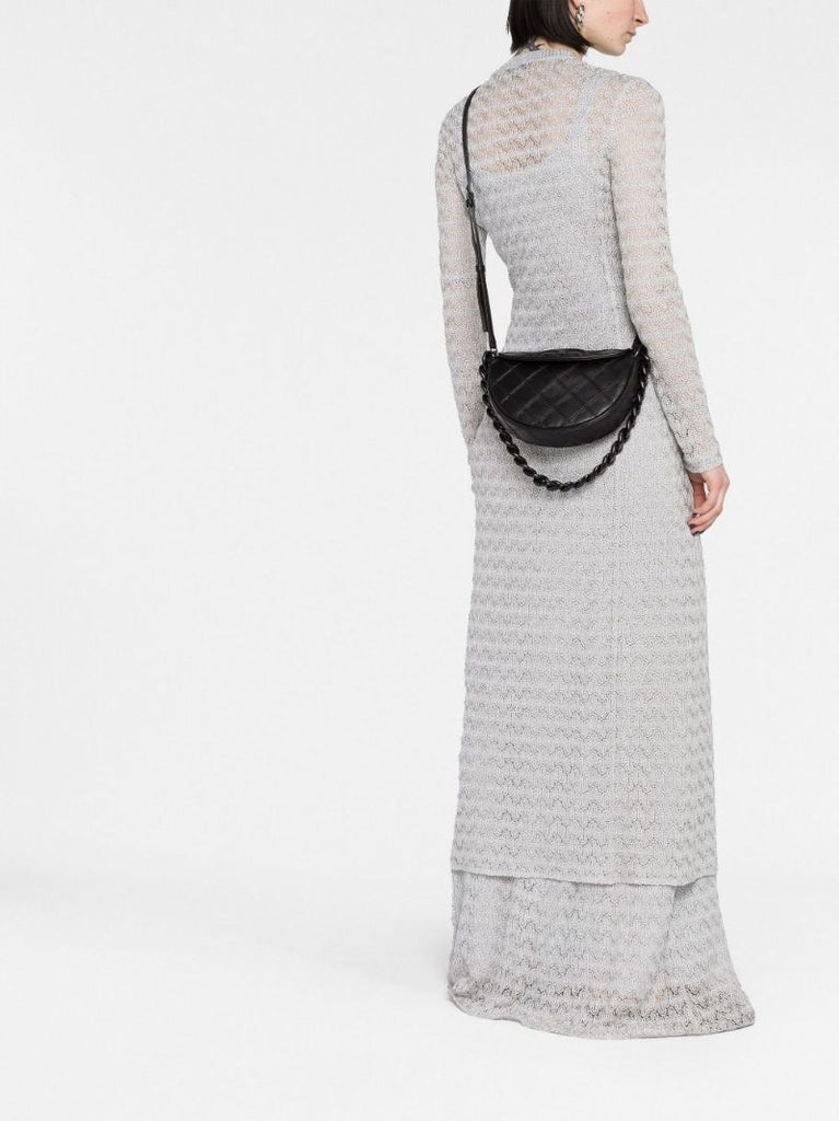 Black Mini Fleming Soft Crescent Shoulder Bag