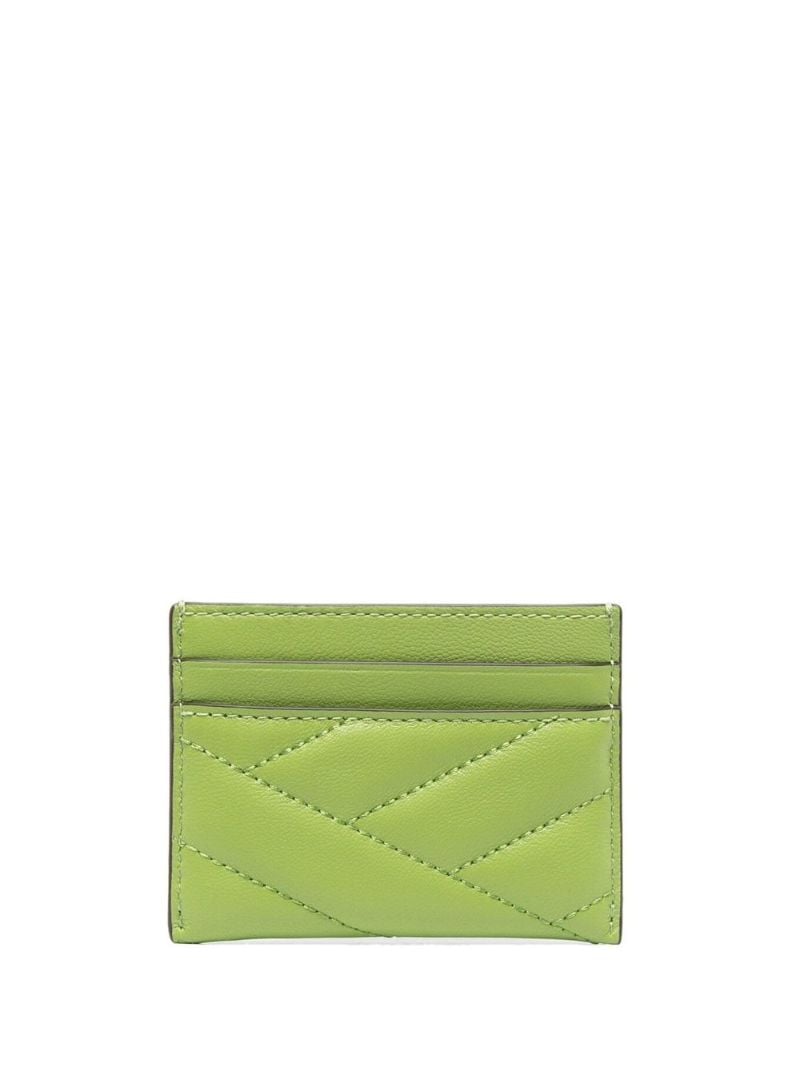 Green Kira Chevron Leather Card Holder