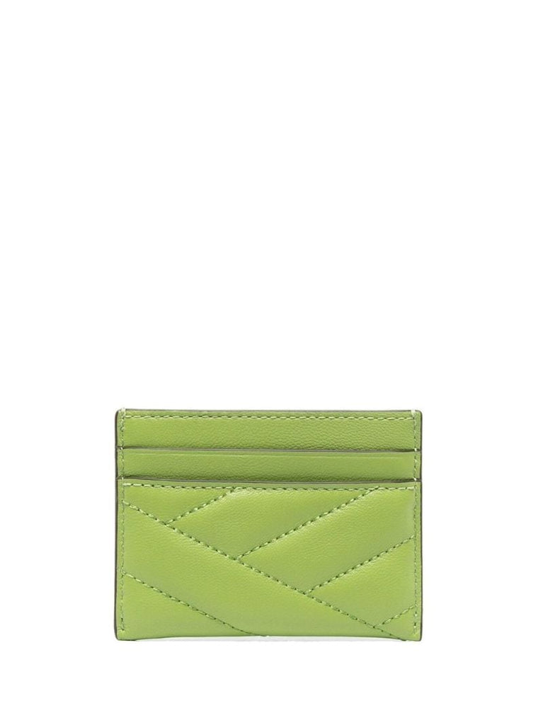 Green Kira Chevron Leather Card Holder