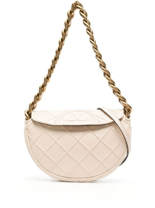 Neutral Mini Fleming Soft Crescent Shoulder Bag