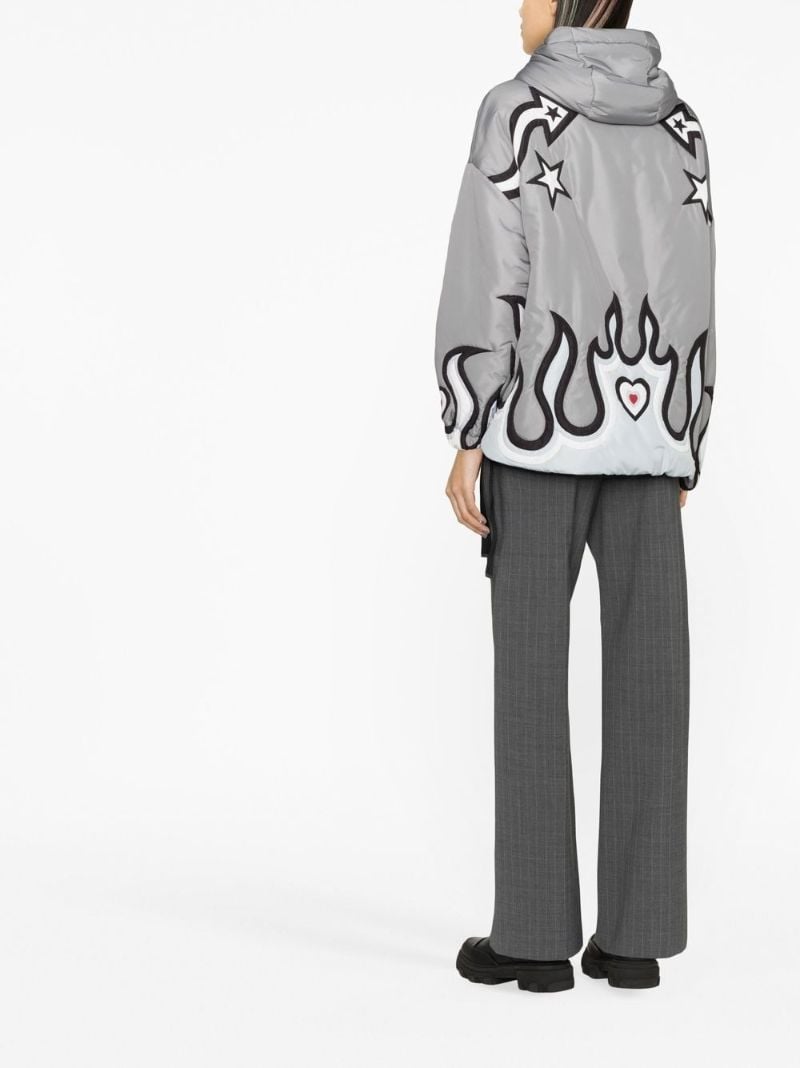 Grey Puff Khris Graphic Print Windbreaker