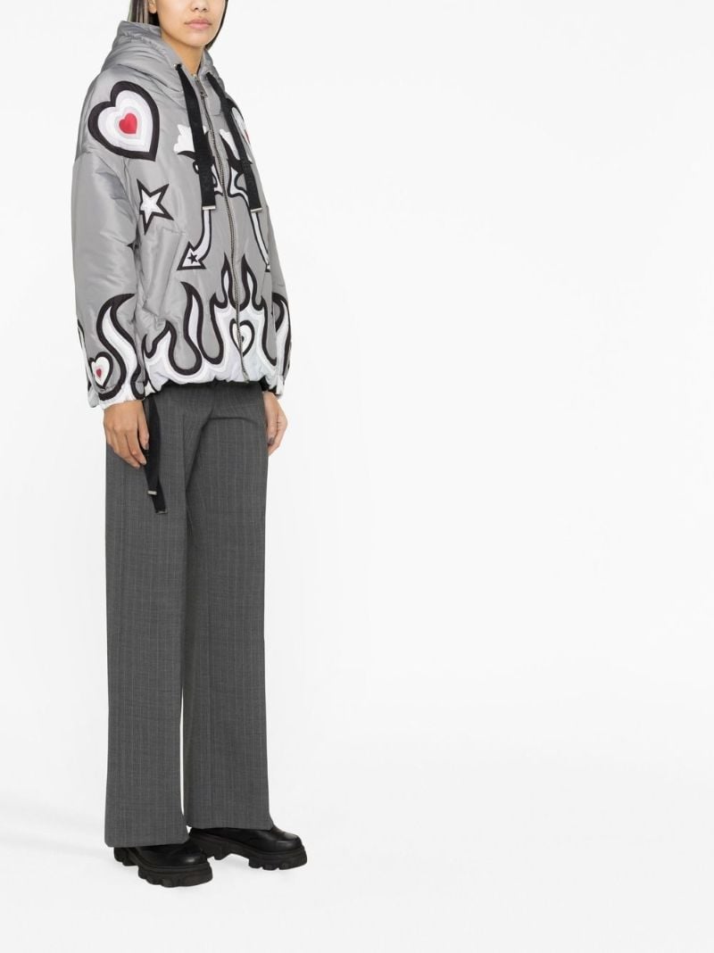 Grey Puff Khris Graphic Print Windbreaker