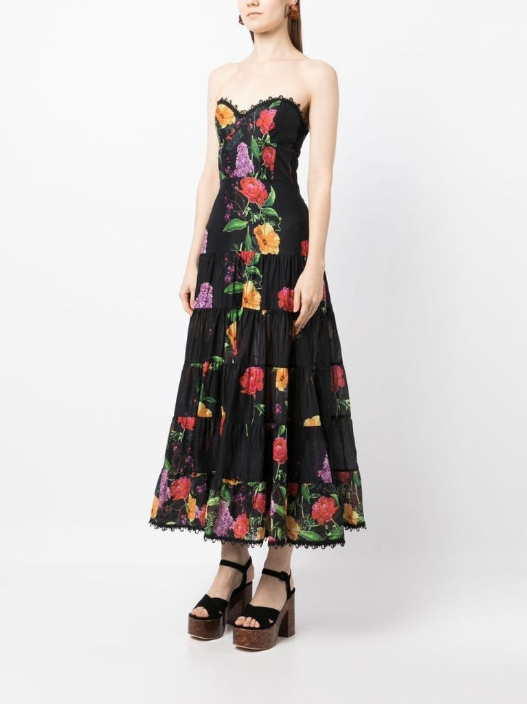 Black Floral Print Maxi Dress