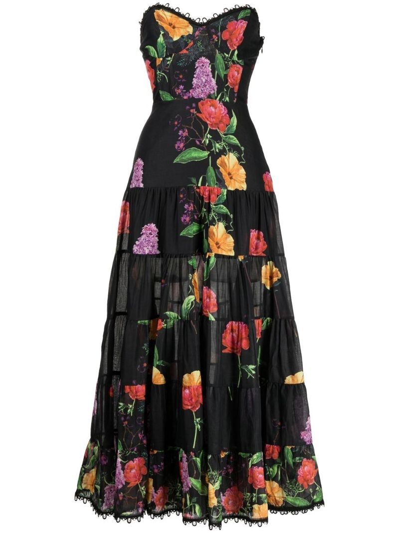 Black Floral Print Maxi Dress
