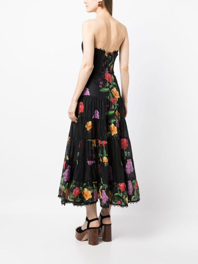 Black Floral Print Maxi Dress