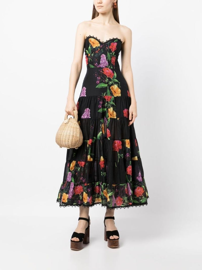 Black Floral Print Maxi Dress