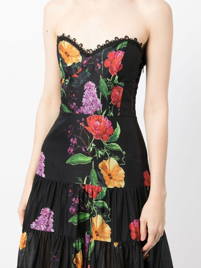 Black Floral Print Maxi Dress